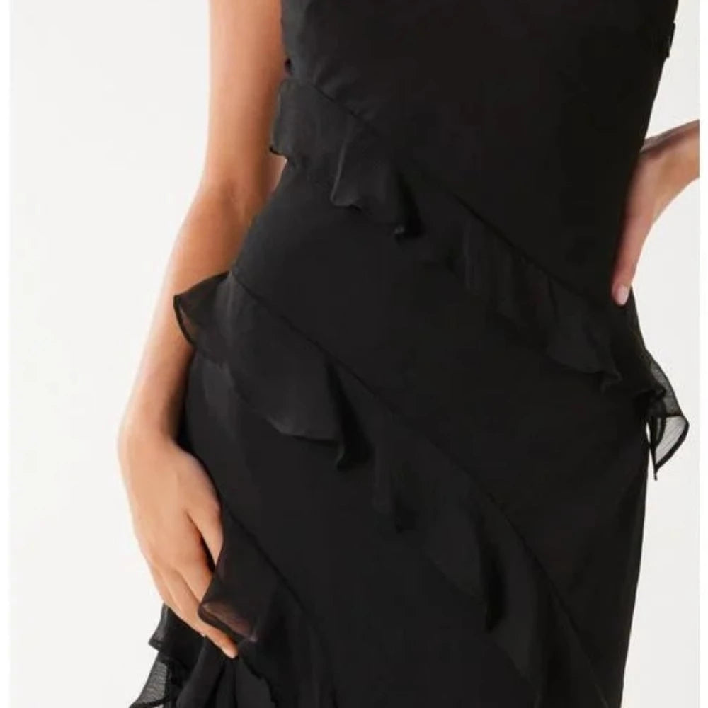 Poppy Asymmetrical Ruffle Gown