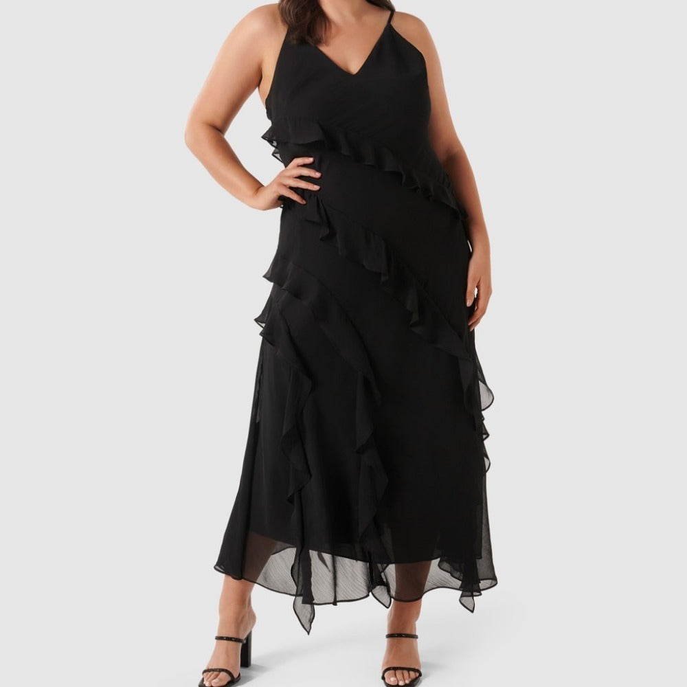 Poppy Asymmetrical Ruffle Gown