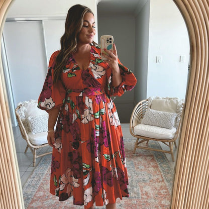 Aje Marlene Floral Midi Dress