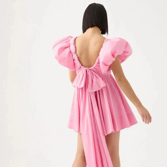 AJE Gretta Bow Back Dress Pink