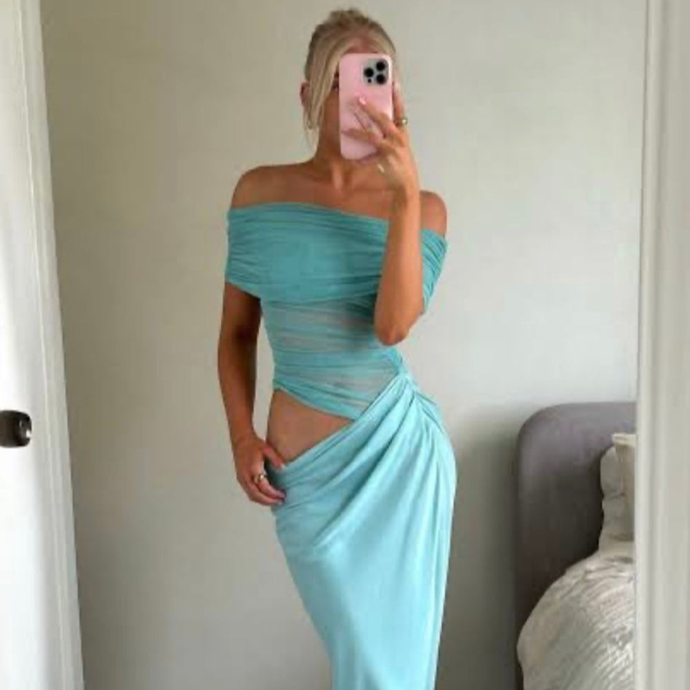 Benni Nico Off Shoulder Maxi Dress Aquamarine